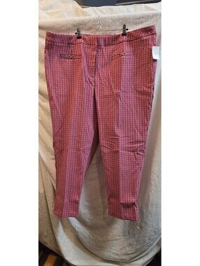 Cato Plus Sportswear Slim Hi-Rise Pants 26W Pink Red Black Houndstooth